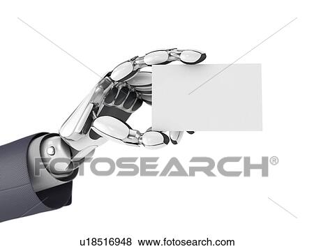 Robotics arm gives a empty business card. Artificial intelligence technology. 3d illustration isolated on white background. View Large Photo Image Stock Photo - Robotics arm gives a empty business card. Artificial intelligence technology. 3d illustration isolated on white background.. Fotosearch