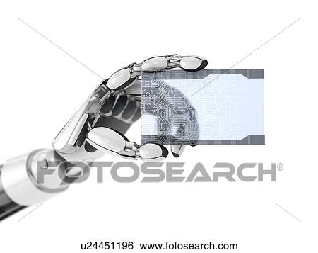 Robotics arm gives a empty digital business card. Artificial intelligence technology. 3d illustration isolated on white background. View Large Photo Image Stock Photograph - Robotics arm gives a empty digital business card. Artificial intelligence technology. 3d illustration isolated on white background.. Fotosearch