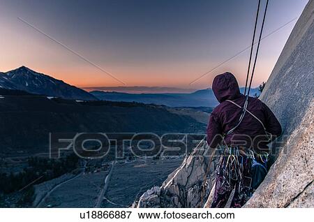 Rock climber, Cardinal Pinnacle, Bishop, California, USA View Large Photo Image Stock Photo - Rock climber, Cardinal Pinnacle, Bishop, California, USA. Fotosearch