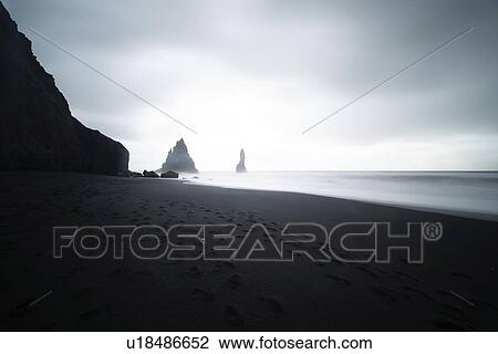 Stock Image - Rock formations, Reynisdrangar, Vik, Iceland.. Fotosearch