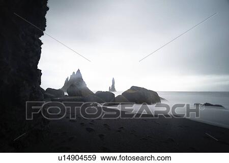 Rock formations, Reynisdrangar, Vik, Iceland. View Large Photo Image Stock Photo - Rock formations, Reynisdrangar, Vik, Iceland.. Fotosearch