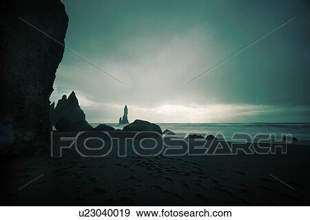 Rock formations, Reynisdrangar, Vik, Iceland. View Large Photo Image Stock Photo - Rock formations, Reynisdrangar, Vik, Iceland.. Fotosearch