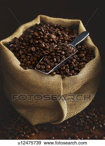 Stock Photo - Sack full of coffee beans.. Fotosearch