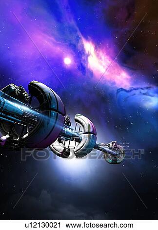 Stock Image - Satellite in space, illustration.. Fotosearch