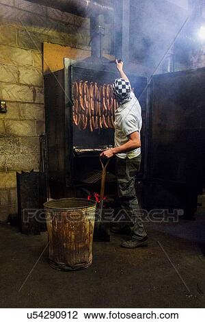 Sausages being smoked View Large Photo Image Stock Image - Sausages being smoked. Fotosearch