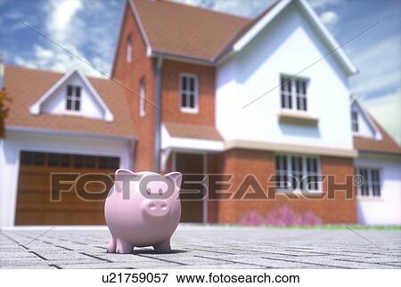 Saving for a home, conceptual illustration, illustration. View Large Photo Image Stock Photo - Saving for a home, conceptual illustration, illustration.. Fotosearch