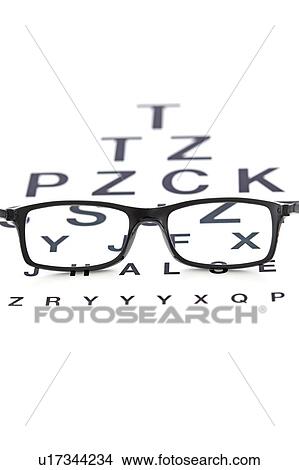 Picture - Sight chart and spectacles.. Fotosearch