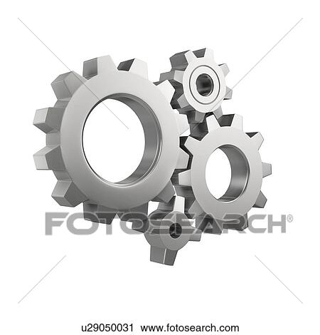 Stock Image - Simple mechanical system with gear wheels, illustration.. Fotosearch