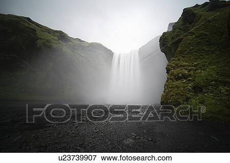 Skogafoss waterfall, Iceland. View Large Photo Image Stock Photo - Skogafoss waterfall, Iceland.. Fotosearch