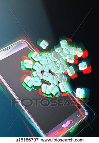 Smartphone and pills, conceptual illustration. View Large Photo Image Stock Photo - Smartphone and pills, conceptual illustration.. Fotosearch