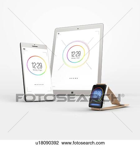 Smartphone, tablet and smartwatch, illustration. View Large Photo Image Stock Image - Smartphone, tablet and smartwatch, illustration.. Fotosearch
