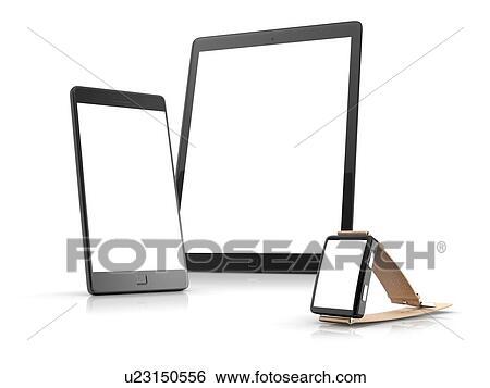 Smartphone, tablet and smartwatch, illustration. View Large Photo Image Stock Photograph - Smartphone, tablet and smartwatch, illustration.. Fotosearch
