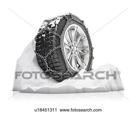Stock Image - Snow chain on tyre, illustration.. Fotosearch