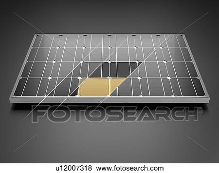 Stock Photo - Solar panel and schematic 3D illustration internal structure of the module.. Fotosearch