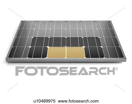 Stock Photography - Solar panel and schematic 3D illustration internal structure of the module.. Fotosearch