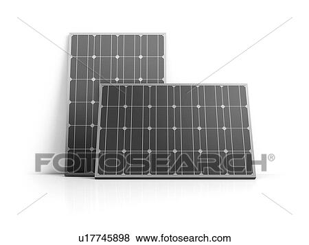 Stock Photo - Solar panels on white background. 3D illustration.. Fotosearch