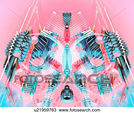 Stock Image - Solarised still life of 0ecision engineered cogs and gears. Fotosearch