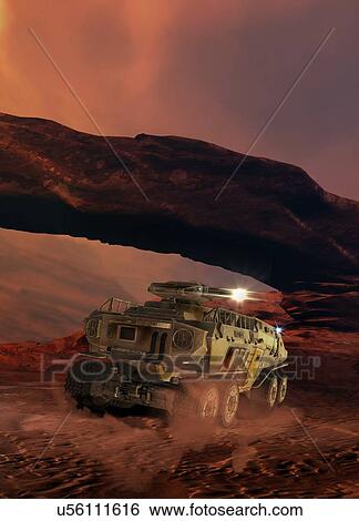 Stock Photograph - Space buggy on planet surface, illustration.. Fotosearch