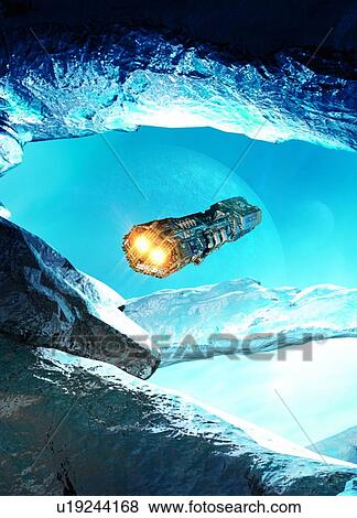 Space craft above planet, illustration. View Large Photo Image Stock Photo - Space craft above planet, illustration.. Fotosearch