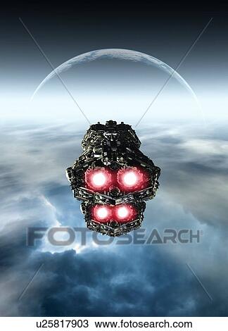 Stock Image - Space craft engines, illustration.. Fotosearch