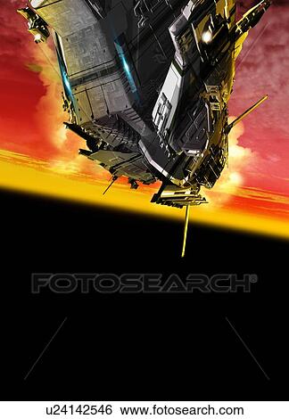 Stock Photograph - Space craft flying, illustration.. Fotosearch
