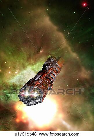 Stock Photo - Space craft in space, illustration.. Fotosearch