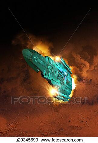 Stock Photo - Space craft in space, illustration.. Fotosearch