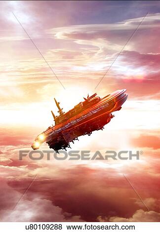 Stock Photo - Space craft in space, illustration.. Fotosearch