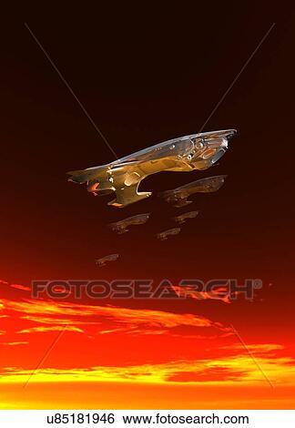 Stock Photograph - Space craft in space, illustration.. Fotosearch