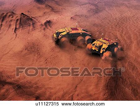 Stock Photography - Space vehicles on planet surface, illustration.. Fotosearch