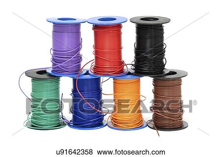 Stock Photo - Spools of electrical cables.. Fotosearch