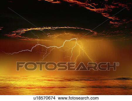 Storm clouds and lighting, illustration. View Large Photo Image Picture - Storm clouds and lighting, illustration.. Fotosearch