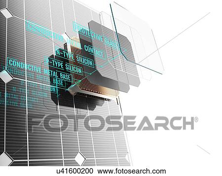 Stock Image - Structure of the module of the solar panel. 3D illustration.. Fotosearch