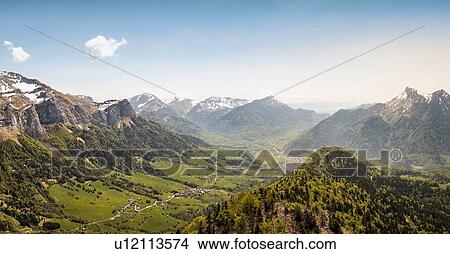 Picture - Sunny day, French Alps, Parc naturel rgional du Massif des Bauges, Chatelard-en-Bauges, Rhone-Alpes, France. Fotosearch