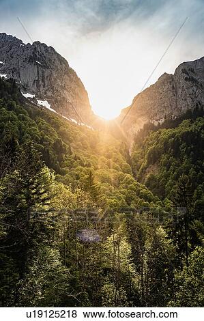 Stock Photo - Sunny day, French Alps, Parc naturel rgional du Massif des Bauges, Chatelard-en-Bauges, Rhone-Alpes, France. Fotosearch