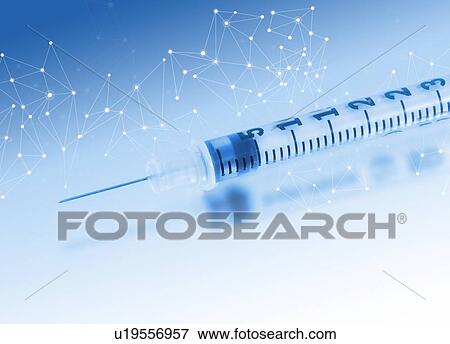 Stock Photo - Syringe with network pattern in background, illustration.. Fotosearch