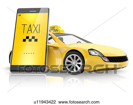 Stock Image - Taxi app, conceptual illustration.. Fotosearch