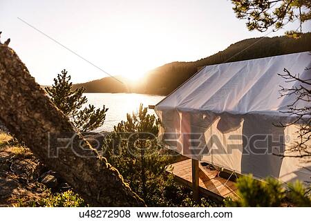 Tent in wilderness, Johnstone Strait, Telegraph Cove, Canada View Large Photo Image Stock Photo - Tent in wilderness, Johnstone Strait, Telegraph Cove, Canada. Fotosearch