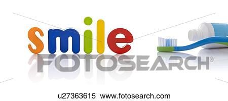 The word 'smile' in multicoloured letters with a toothbrush, against a white background. View Large Photo Image Stock Photography - The word 'smile' in multicoloured letters with a toothbrush, against a white background.. Fotosearch