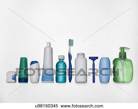 Stock Photography - Toiletries against a white background.. Fotosearch