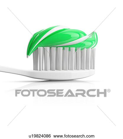 Stock Photograph - Toothpaste on a toothbrush, illustration.. Fotosearch
