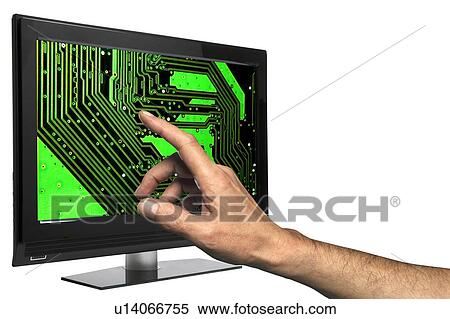 Stock Photography - Touch screen television with circuit board, illustration.. Fotosearch