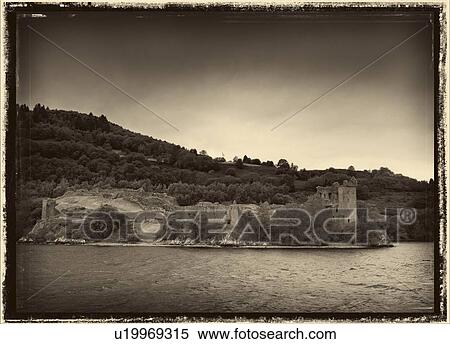 Stock Photography - Urquhart Castle, Loch Ness, Scotland, sepia illustration.. Fotosearch