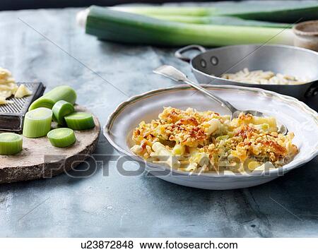 Stock Photo - Vegetarian macaroni cheese. Fotosearch