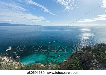 Stock Photo - View of sea from hilltop, Piscinas, Sardinia, Italy. Fotosearch