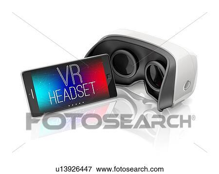 Virtual reality headset and smartphone on white background, illustration. View Large Photo Image Stock Photo - Virtual reality headset and smartphone on white background, illustration.. Fotosearch