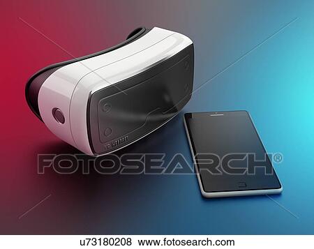 Stock Photo - Virtual reality headset and smartphone, illustration.. Fotosearch