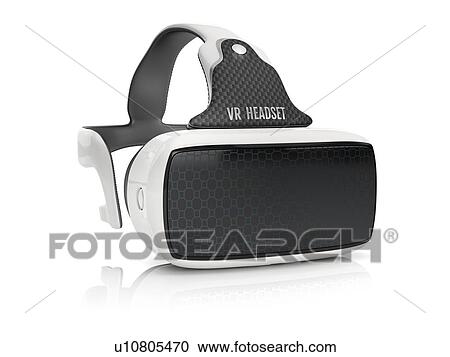 Stock Image - Virtual reality headset on white background, illustration.. Fotosearch