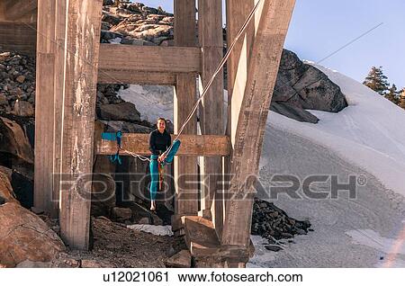 Woman highlining, Donner Pass, Truckee, California, USA View Large Photo Image Stock Image - Woman highlining, Donner Pass, Truckee, California, USA. Fotosearch