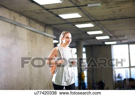 Woman in gym View Large Photo Image Stock Photo - Woman in gym. Fotosearch